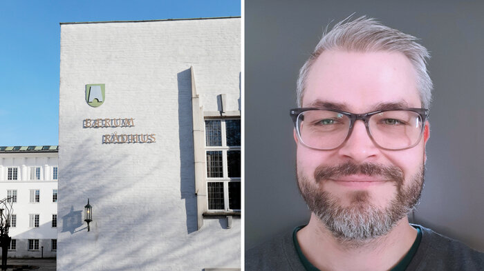 Bilde viser Bærum rådhus og David Ellinggard Bilde viser Bærum rådhus og David Ellinggard
