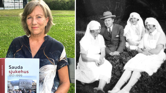 Aslaug Tangeraas og sykepleiere i Sauda i gamle dager