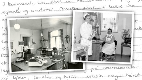 Collage med gamle bilder og brev. Bildet viser collage med gamle bilder og brev.