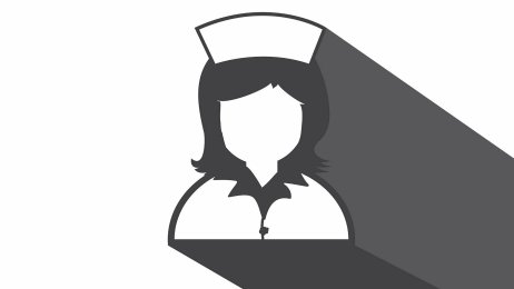 Sykepleier Illustrasjonen viser en sykepleier i uniform, der ansiktstrekkene er utvisket.