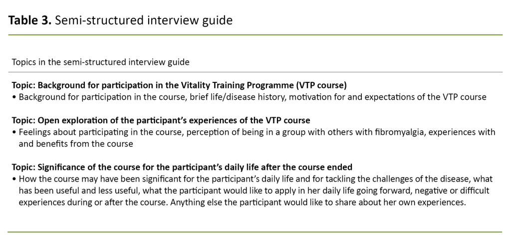 Table 3. Semi-structured interview guide Table 3. Semi-structured interview guide