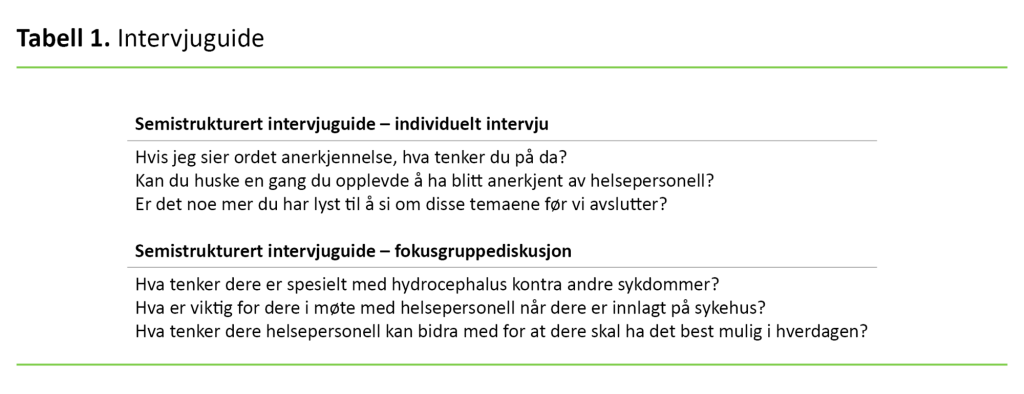 Tabell 1 Tabell 1. Intervjuguide