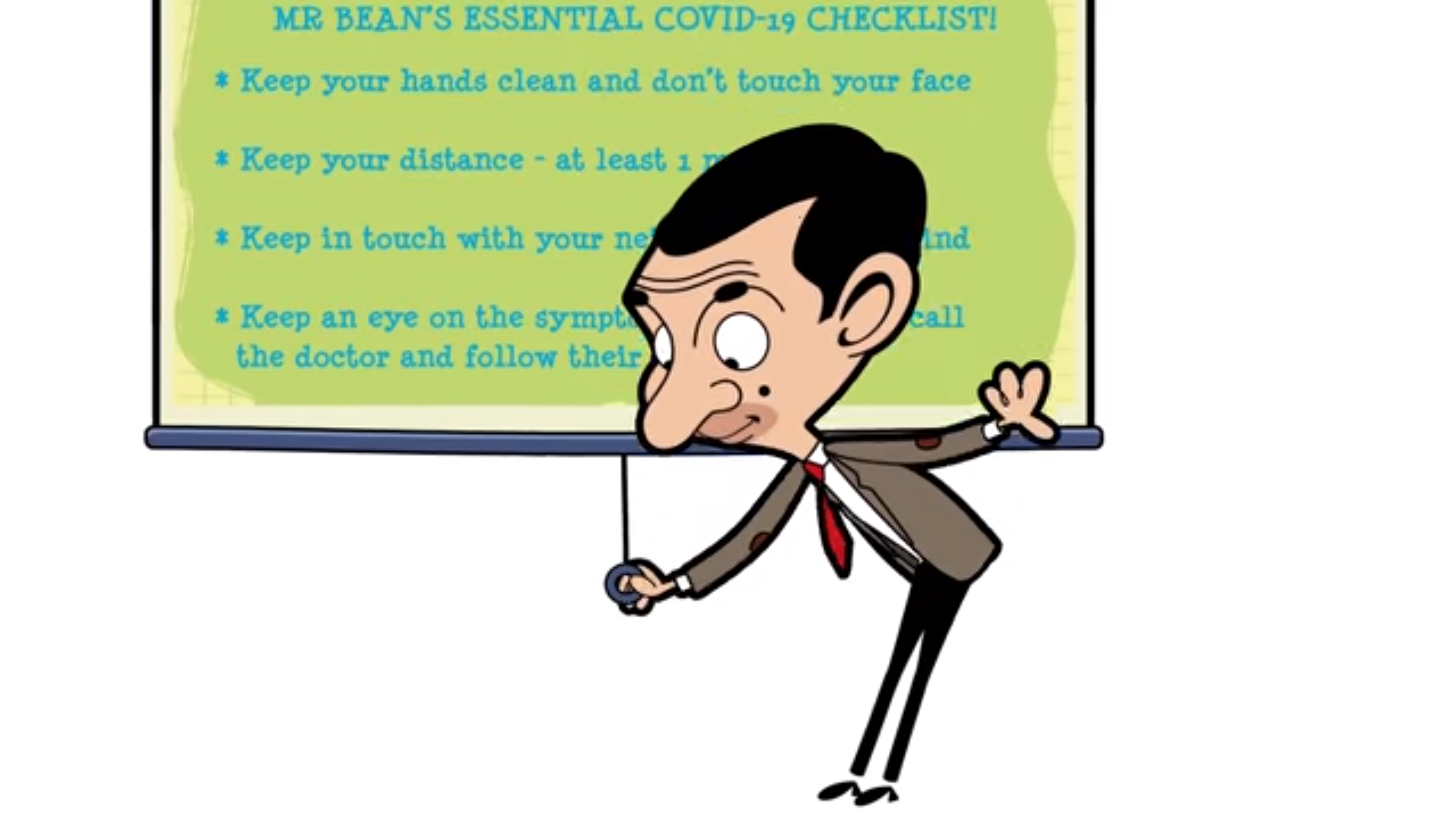 Mr. Bean Bildet viser Mr. Bean som drar ned et lerret.