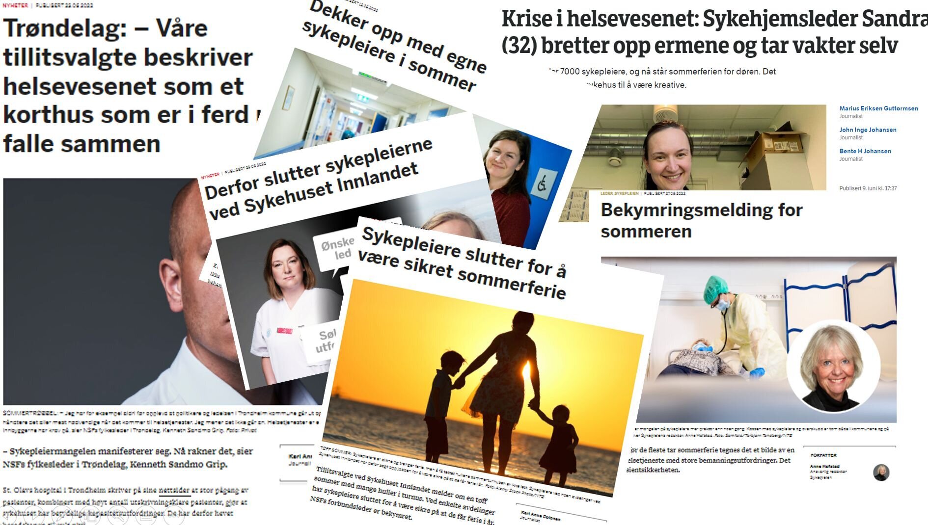 Diverse nyhetsoppslag om sommerbemanning Diverse nyhetsoppslag om sommerbemanning
