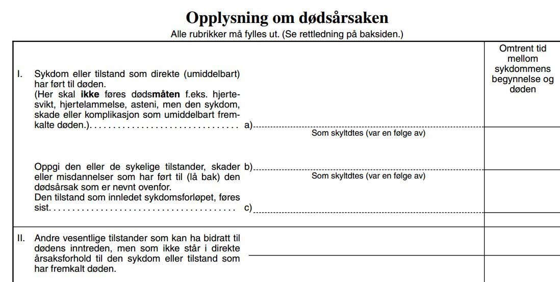 Skjermdump fra dødsattest Skjermdump fra dødsattest