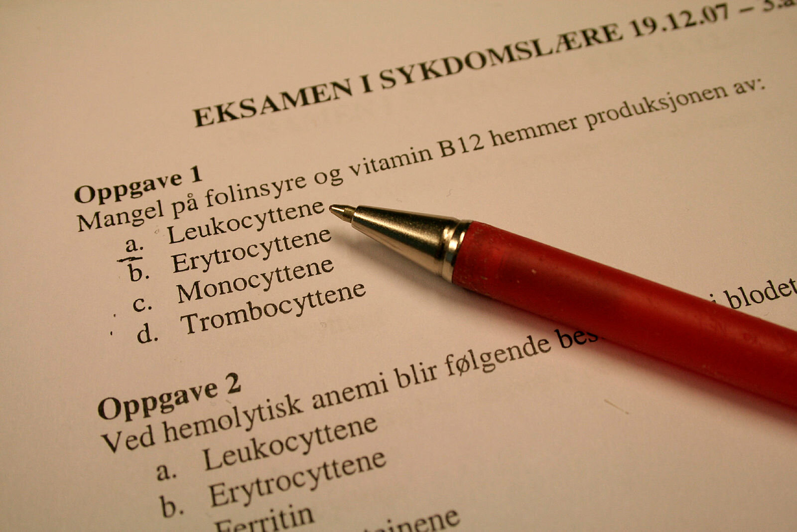 Eksamen i sykdomslære.