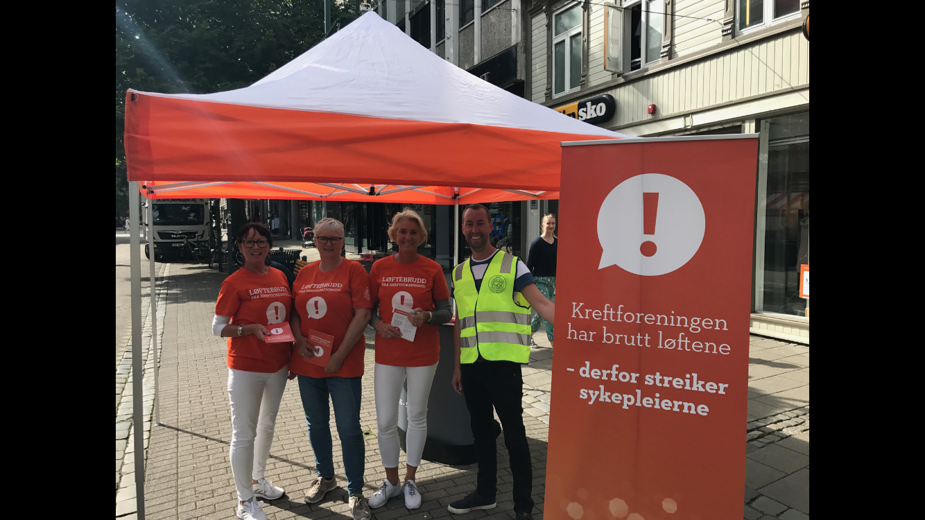 streik, Kreftforeningen, Trondheim Bildet viser streiende sykepleiere i Trondheim.
