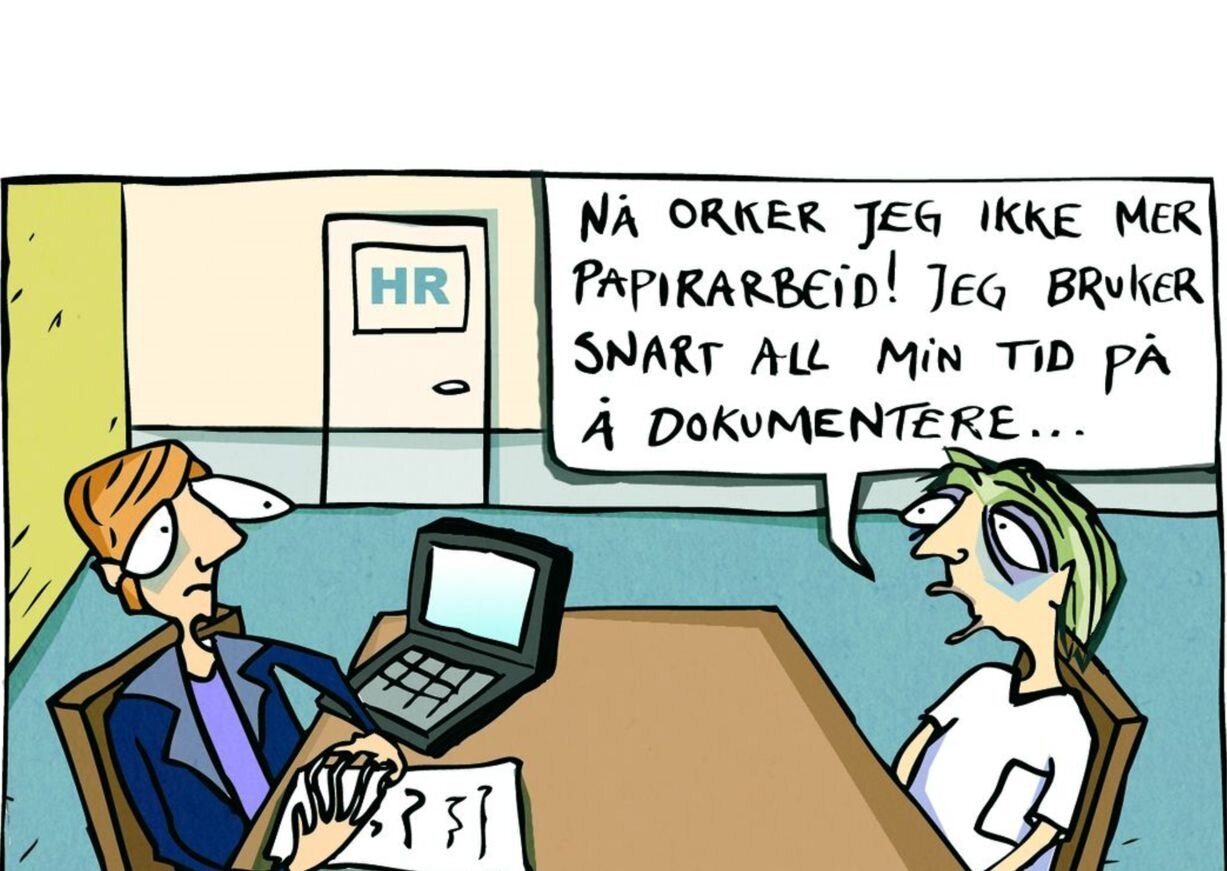 Helsetjeneste, helsepolitikk Illustrasjonen viser en sykepleier og en leder.