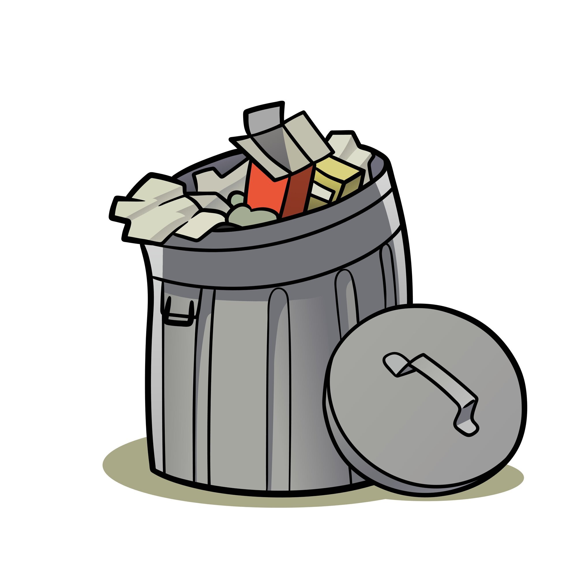Søppel Illustrasjon av en full søppelkasse