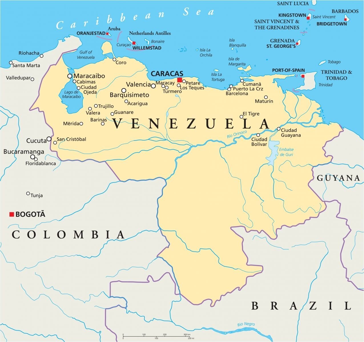Kart over Sør-Amerika hvor Venezuela er fremhevet Kart over Sør-Amerika hvor Venezuela er fremhevet
