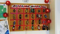 Julekalender, Nyrelabben Bildet viser en julekalender laget på en oppslagstavle.
