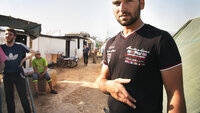 Syrisk flyktning i Libanon Ung mannlig syrisk flyktning i Libanon