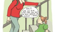 Kvinne med kols møter en liten jente i en trapp