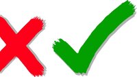 Bilde av ett kryss for feil og et v-tegn for riktig svar Bilde av ett kryss for feil og et v-tegn for riktig svar
