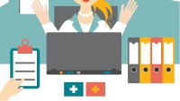Multitasking Illustrasjon av sykepleier som multitasker