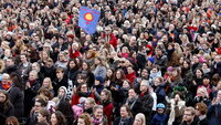 demonstranter 8. mars 2014 Bildet viser demonstranter 8. mars 2014