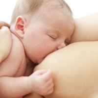 Sak om amming, en baby får morsmelk